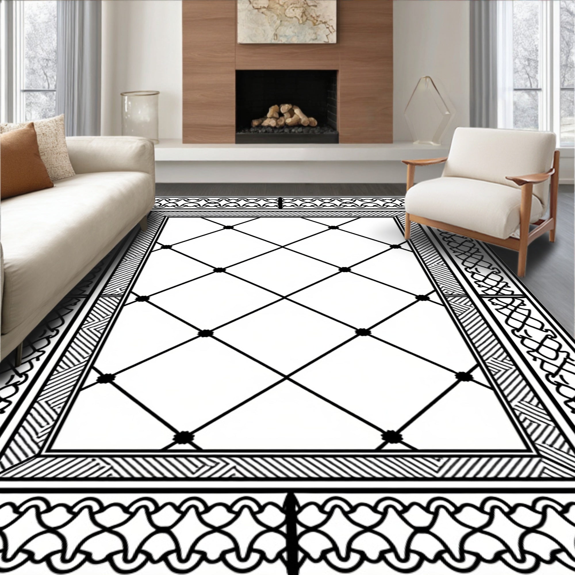 Intricate Lattice With Ornate Borders Rug