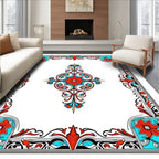 Vibrant Floral Scrollwork Centerpiece Rug