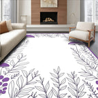 Purple Mushroom Leaf Border Design Rug