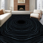 Dark Organic Flowing Lines Overlay Rug