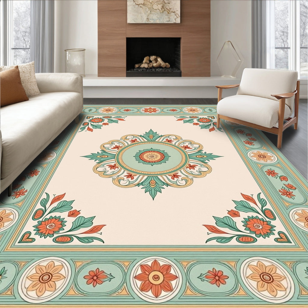 Vintage Floral Garden Medallion Rug