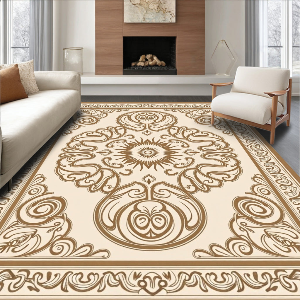 Ornate Sun Scrollwork Pattern Rug