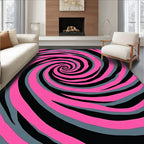 Pink Gray Black Swirl Pattern Rug