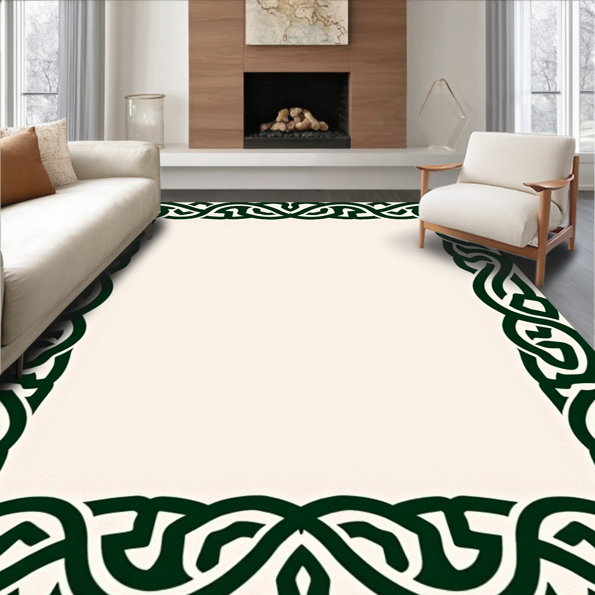 Interwoven Knotted Celtic Border Design Rug