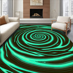 Swirling Teal Black Organic Pattern Rug