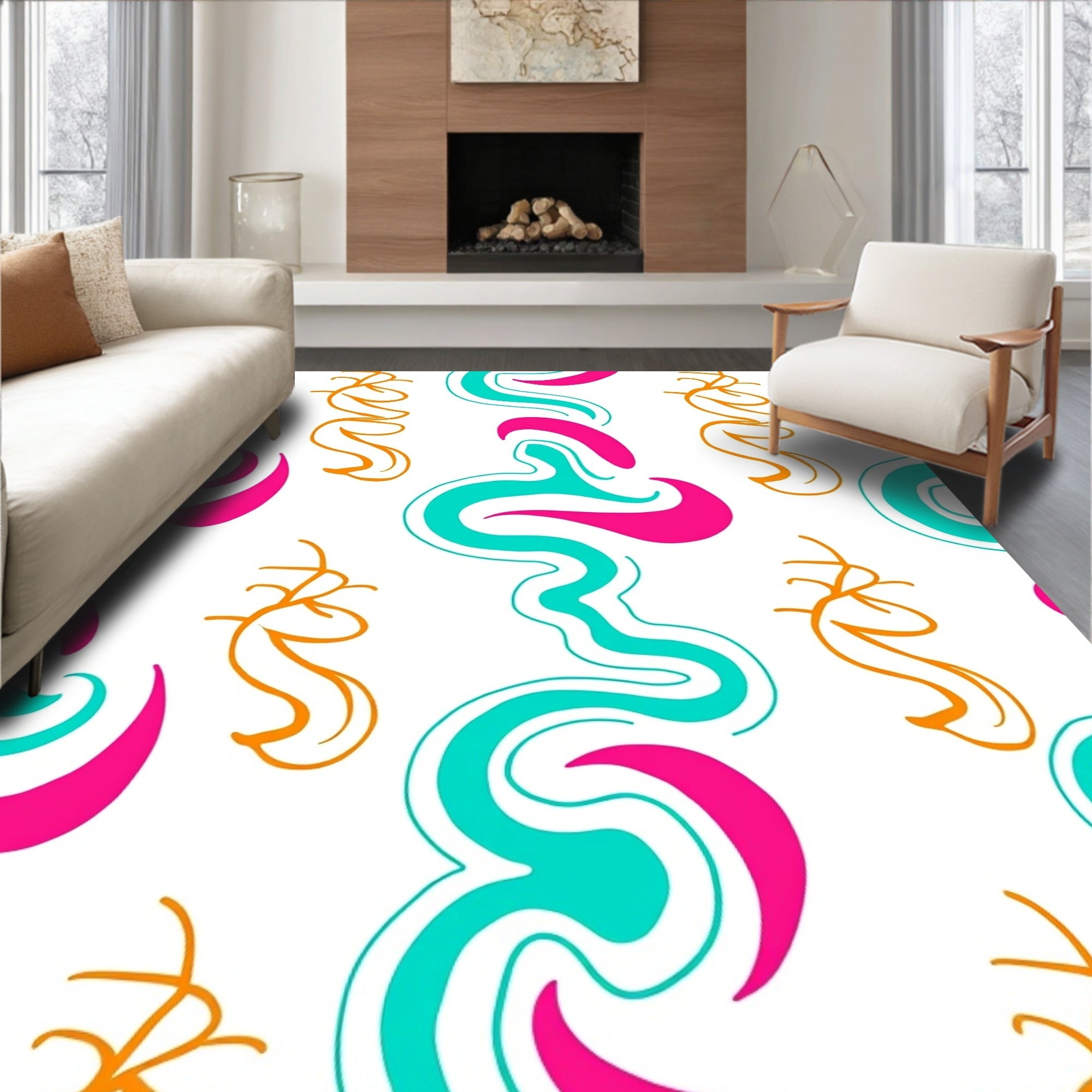 Vibrant Abstract Swirls Pattern Rug