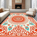 Radiant Sun Mandala With Floral Accents Rug