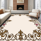 Intricate Floral Scroll Border Design Rug