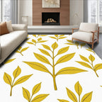 Golden Leaf Botanical Pattern Rug