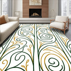 Art Nouveau Green Gold Abstract Vines Rug