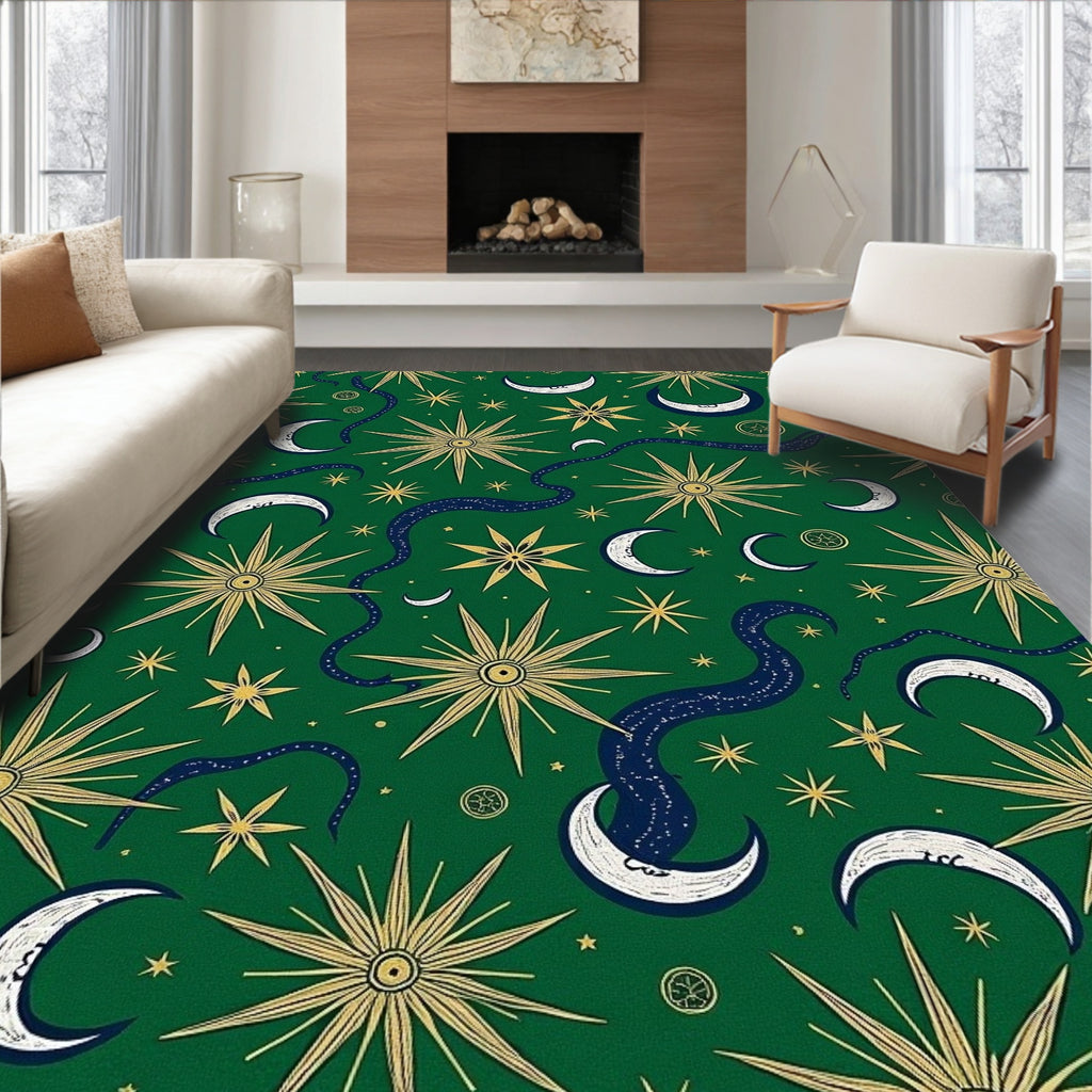Celestial Boho Star Moon Rug