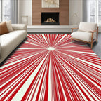 Radiant Red And White Striped Rug