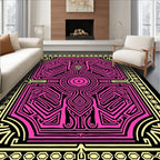 Vibrant Neon Pink Geometric Maze Rug