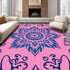 Blue Floral Mandala Pattern Rug