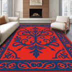 Vibrant Floral Scrollwork Carpet Design Rug