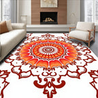 Vibrant Orange Mandala Inspired Pattern Rug