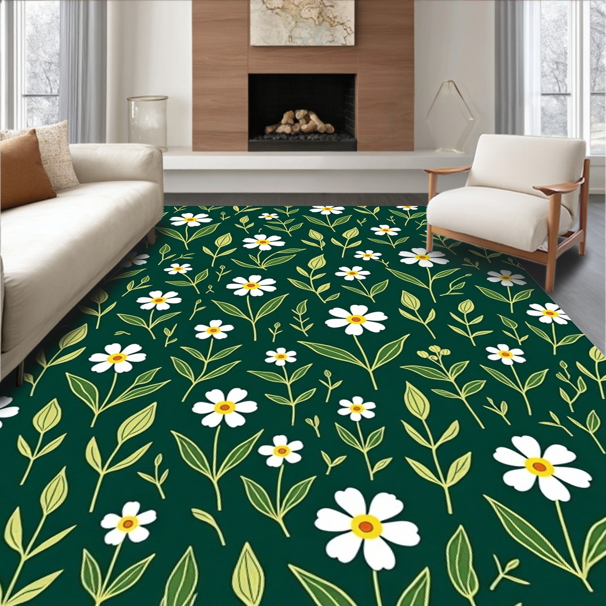 Floral Meadow Pattern Rug