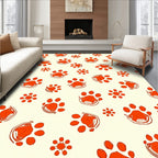 Orange Paw Print Graphic Pattern Rug