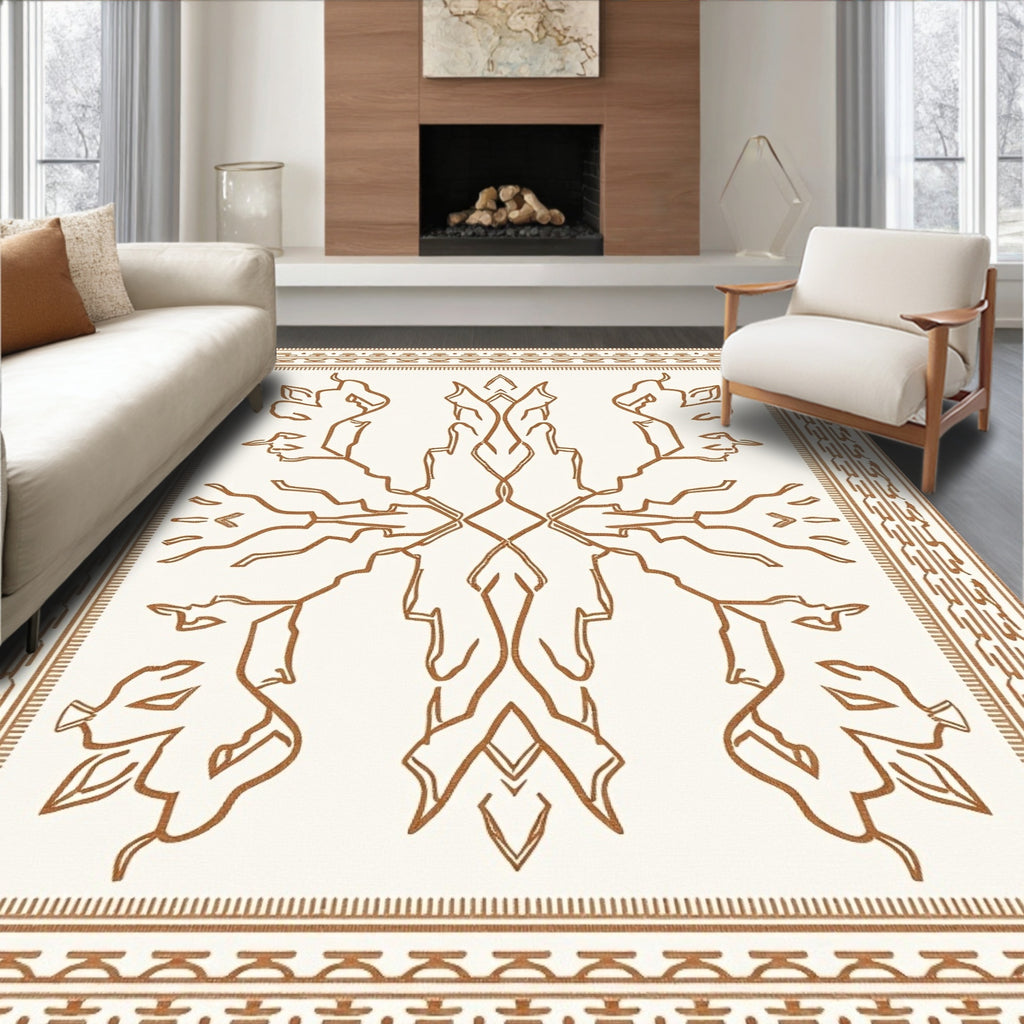 Elegant Abstract Leaf Motifs Rug