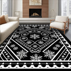 Monochrome Snowflake Mandala Contemporary Rug
