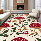 Whimsical Mushroom Floral Pattern Rug