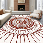 Round Ethnic Sunburst Pattern Rug
