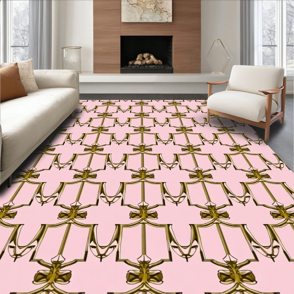 Ornate Gold Shield Pattern Rug