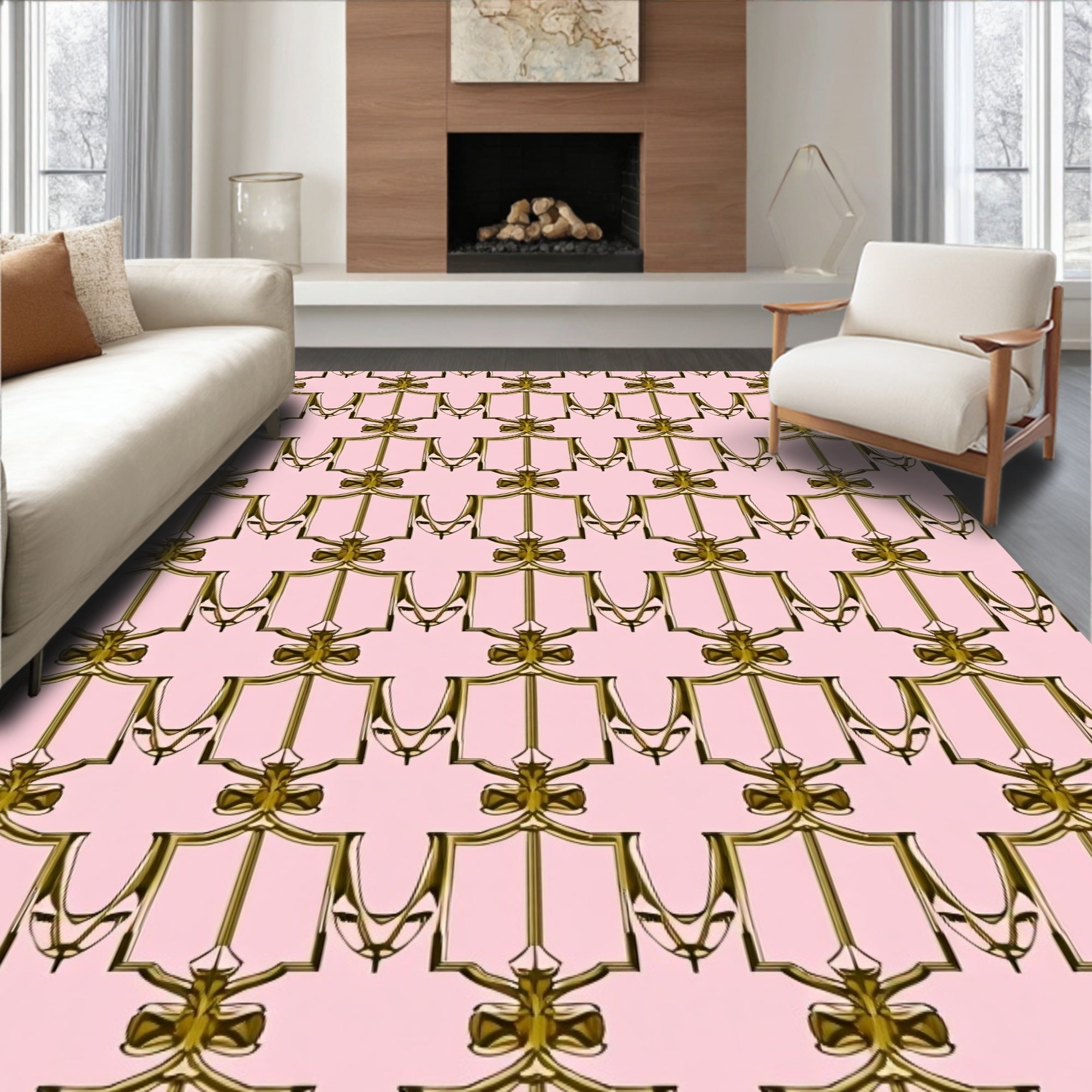 Ornate Gold Shield Pattern Rug
