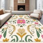Bold Floral Patterned Vintage Rug