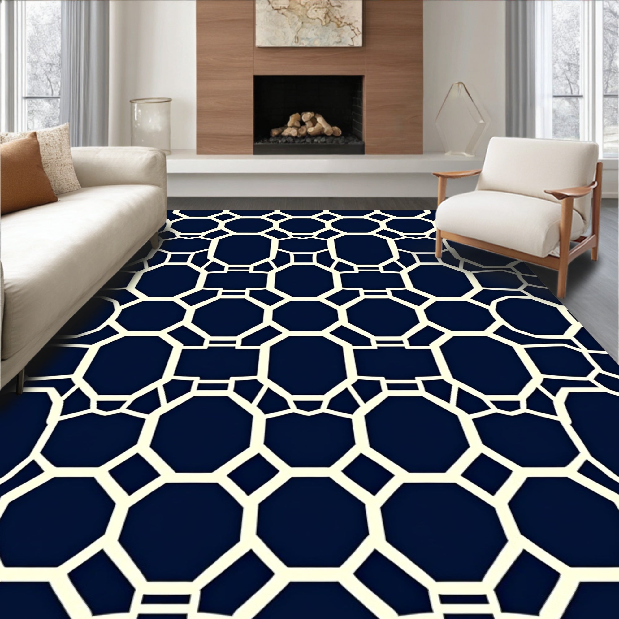 Geometric Lattice Pattern Rug