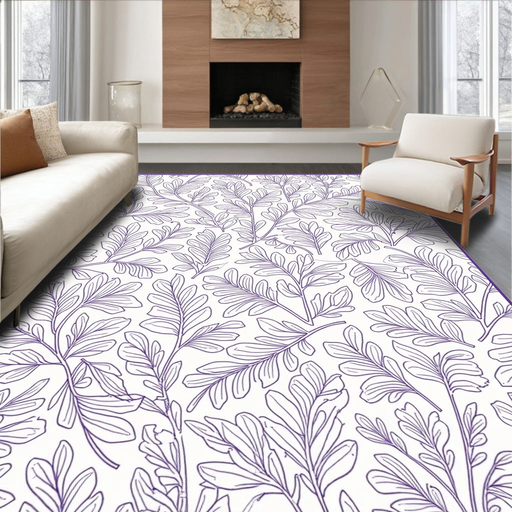 Elegant Purple Botanical Vine Pattern Rug