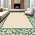 Ornate Floral Border Pattern Rug