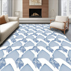 Pale Blue Geometric Arch Pattern Rug
