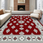 Elegant Red Floral Medallion Rug