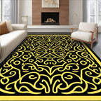 Classic Yellow Swirl Pattern Rug