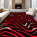 Bold Red Wave Pattern Rug