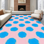 Whimsical Blue Circles Pink Pattern Rug