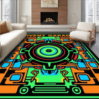 Circuit Board Neon Pattern Rug