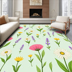 Whimsical Floral Garden Pattern Design Rug