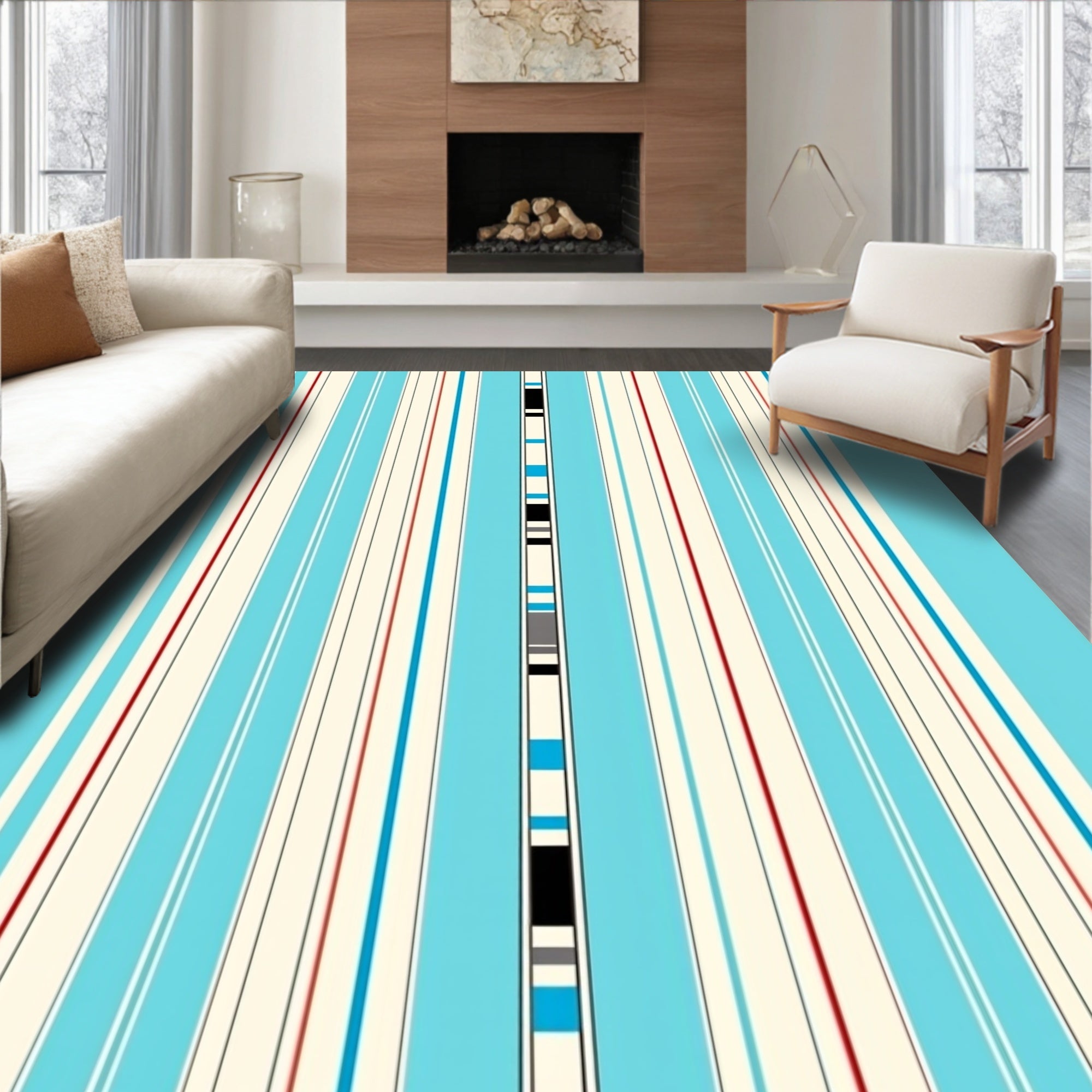 Vertical Striped Pattern with Accents Rug