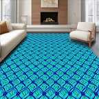 Oceanic Blue Interlocking Pattern Rug