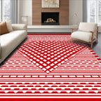 Bold Red White Geometric Diamond Design Rug